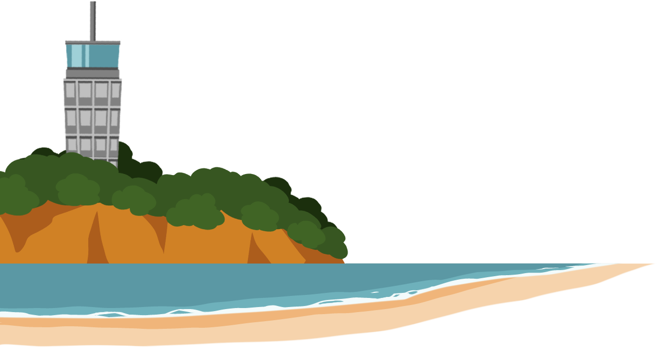 鎌倉の海辺のイラスト